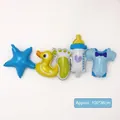 Detail of 100x36cm blue bear and baby shower foil balloon set for party decor - Joined Banner Baby Boy Theme