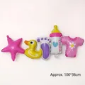 Detail of baby shower foil balloon set with pink onesie and duckling, size 100*36cm - Joined Banner Baby Girl Theme