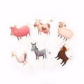 Farm animal cake toppers set including pig cow sheep and goose for birthday party - Cake Toppers