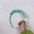 Mint green Happy Birthday plastic headband for children with non-slip teeth for kids - Green