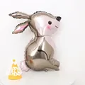 Silver-gray rabbit foil balloon with pink accents for jungle party, size 67x54cm - Medium Jungle Rabbit