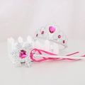 Set couronne de princesse argentée et baguette flocon avec gemmes roses cœur - Taille unique / Baguette Flocon Rose Rouge & Tiare Rose Rouge