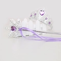 Ensemble couronne et baguette cœur en argent avec strass violets pour cosplay - Taille unique / Baguette Flocon Violet & Tiare Violette