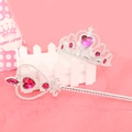 Set corona da principessa e bacchetta magica con gemme rosa per regali di compleanno - Taglia unica / Bacchetta Cuore Rosa Rosso & Tiara Rosa Rosso