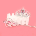 Rosa Herz Prinzessin Krone und Zauberstab Set mit Silberfinish für Kinder - Einheitsgröße / Rosa Herz Stab & Rosa Krone
