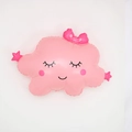 Pink cloud foil balloon with smiling face and polka dot bow for birthday party - Star Cloud Pink / Pink