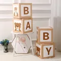 Pink BABY letter boxes with bear motifs for baby shower and first birthday party decor - Brown Bear BABY Style (Excluding Balloons)