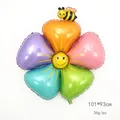 Large 101x93cm colorful five-petal daisy foil balloon with bee for birthday parties - Large Colorful Daisy With Bee