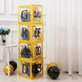 Detail of 4 gold transparent boxes with black and gold balloons for graduation decor - Gold Graduation Style (Excluding Balloons)