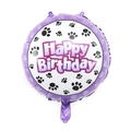 Détail d'un ballon Happy Birthday de 18 pouces avec bord violet et pattes de chat - Anniversaire Empreinte de Patte de Chien 18 Pouces