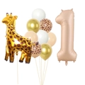 Addobbi 1 compleanno giungla con palloncino giraffa e numero uno grande in alluminio - Numero 1 Oro Giraffa Combinazione