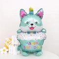 Détail du ballon en aluminium Corgi vert menthe avec base de cupcake Happy Birthday - Corgi d'Anniversaire de Bureau Vert