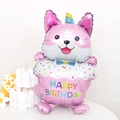 Ballon en aluminium de chien Corgi rose avec texte Happy Birthday pour décorations - Corgi d'Anniversaire de Bureau Rose