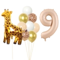 Set di palloncini a forma di giraffa e numero 9 da 40 pollici per compleanni - Numero 9 Oro Giraffa Combinazione
