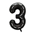 Palloncino in alluminio numero 3 nero da 40 pollici con motivo pista da corsa bianco - Numero 3