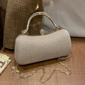 Funkelnde goldene Abendtasche mit Strasssteinen und elegantem runden Griff für Damen - Champagner