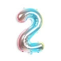 Vibrant 32-inch gradient rainbow foil balloon shaped as number 2 for birthday party decor - Bulk Packaging / Number 2 / Gradient Blue