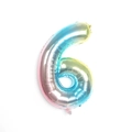 Regenbogen-Foliengallon Zahl 6 mit metallischem Glanz für Geburtstagsparty Deko - Großpackung / Zahl 6 / Verlauf Blau