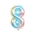 32 Zoll Nummer 8 Ballon mit Makronen-Regenbogen-Farbverlauf für Geburtstage - Großpackung / Zahl 8 / Verlauf Blau