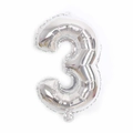 Silver number 3 foil balloon with metallic texture for birthday party decoration - Number 3 (Bulk) / Silver