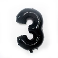 Ballon en aluminium noir brillant numéro 3 pour fêtes d'anniversaire et de jubilé - 32 pouces / Nombre 3 (Vrac) / Noir