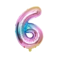 32-Zoll Regenbogen-Folienballon in Form der Zahl 6 für die Geburtstagsparty-Dekoration - Großpackung / Zahl 6 / Verlauf Rosa