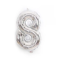 Silver number 8 balloon made of shiny metallic foil for birthday party decoration - Number 8 (Bulk) / Silver