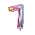 32-Zoll Regenbogen-Folieballon Nummer 7 mit glänzendem Metallic-Finish für Geburtstage - Großpackung / Zahl 7 / Verlauf Rosa
