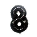 Ballon en aluminium noir brillant numéro 8 pour décorations de fête d'anniversaire - 32 pouces / Nombre 8 (Vrac) / Noir