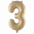 Champagne gold number 3 balloon made of matte foil for birthday party decoration - Number 3 / 32 Inch Loose / Caramel color