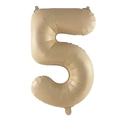 Detail of cream number 5 foil balloon with matte metallic finish for birthday decor - Number 5 / 32 Inch Loose / Caramel color