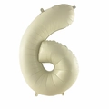 Macro view of cream matte number 6 foil balloon with hanging holes for party decor - Number 6 / 32 Inch Loose / Cream