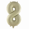 Close-up of cream number 8 foil balloon showing smooth matte texture for party decor - Number 8 / 32 Inch Loose / Cream