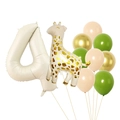 Set 4° compleanno caramello con numero 4 crema, palloncino giraffa e lattice mix - Numero 4 Crema Giraffa Combinazione