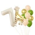 Set per 1° compleanno con palloncino numero 1 crema e giraffa color caramello - Numero 7 Crema Giraffa Combinazione