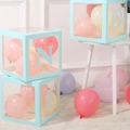 Three light blue transparent party boxes with ONE lettering and colorful balloons - Blue ONE (Excluding Balloons)