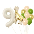 Set palloncini compleanno numero 9 crema con giraffa e palloncini in lattice colorati - Numero 9 Crema Giraffa Combinazione