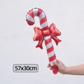 Detail of red and white striped candy cane foil balloon with dimensions 57x30cm - Red Candy Cane Stick