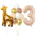 Kit palloncini giraffa caramello e numero 3 crema per decorazioni terzo compleanno - Numero 3 Oro Giraffa Combinazione