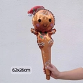Gedetailleerde weergave van peperkoekman folieballon met afmetingen 62x26cm voor feest - Peperkoekman Stok