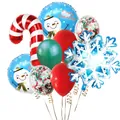 Detailed Christmas balloon set with Santa, blue snowflake, and candy cane foil decorations - Christmas Theme Style 6