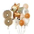 Kit de ballons cerf de la jungle et numéro 8 caramel pour fête d'anniversaire enfant - Style Numéro 8