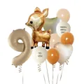 Set de ballons cerf de la jungle et numéro 9 beige pour décoration d'anniversaire enfant - Style Numéro 9