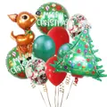 Detailed Christmas balloon set with reindeer, tree foil balloons and red green latex decor - Christmas Theme Style 13