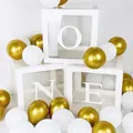 First birthday ONE letter balloon boxes set with gold and white balloons for party - White ONE (Excluding Balloons)