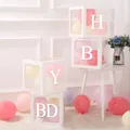 Pink and white balloons in transparent boxes with Chinese Happy Birthday lettering - White Happy Birthday (Excluding Balloons)