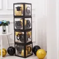 Black graduation balloon boxes set with gold balloons and GRAD letters for party decor - Black Graduation Style (Excluding Balloons)