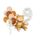 Brown bear birthday balloon set with number 9 for 9th birthday party decoration - Number 9 Style (TZK-0687)