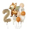 Caramel woodland deer and number 2 balloon set for children's birthday decorations - Number 2 Style