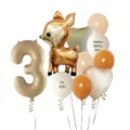 Caramel woodland deer birthday balloon set with champagne gold number 3 foil balloon - Number 3 Style